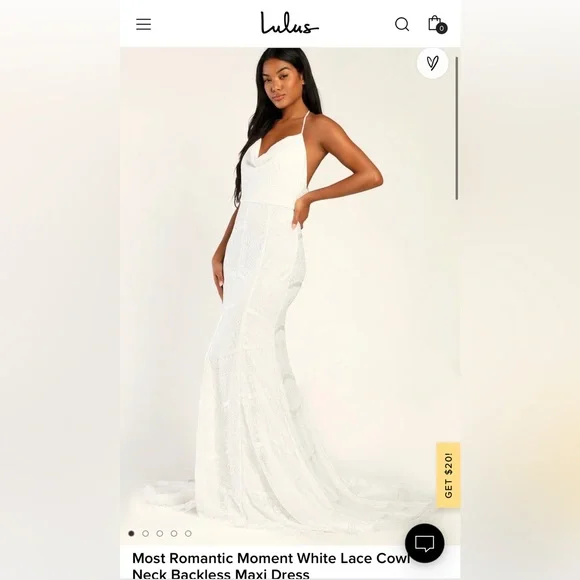 Lulus | Dresses | Lulus Most Romantic Moment White Lace Cowl Neck Backless Maxi  Dress Nwt | Poshmark